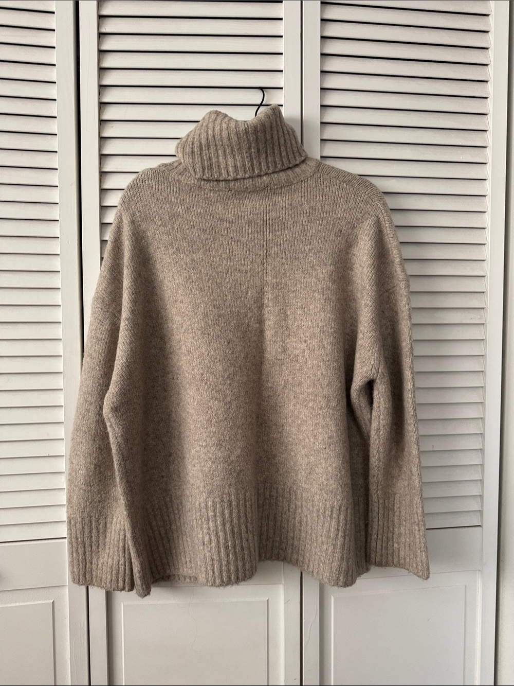 Zara Neutral Knit Ribbed Turtleneck Sweater - Light Beige